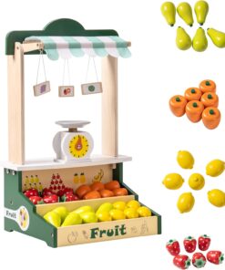 Stand din lemn cu fructe si cantar, 47 cm, 3 ani