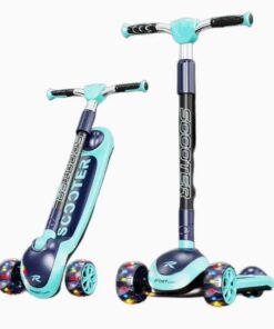 Trotinetă pliabilă cu 3 roți, sunete și lumini, pentru copii 6 ani+, Albastru