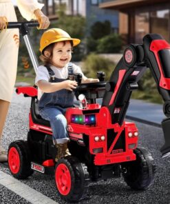 Alternative view of Masinuta Electrica pentru Copii cu 4 Roti, 6V, Muzica si Lumini, 2-7 ani, Excavator rosu