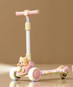 Alternative view of Trotineta far si lumini, sunete, pliabila, 3 ani+, Ursulet Roz