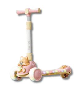 Trotineta far si lumini, sunete, pliabila, 3 ani+, Ursulet Roz