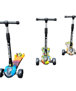 Alternative view of Trotinetă pentru copii cu 3 roți, ajustabilă, pliabila cu lumini LED, sunete si abur, unisex