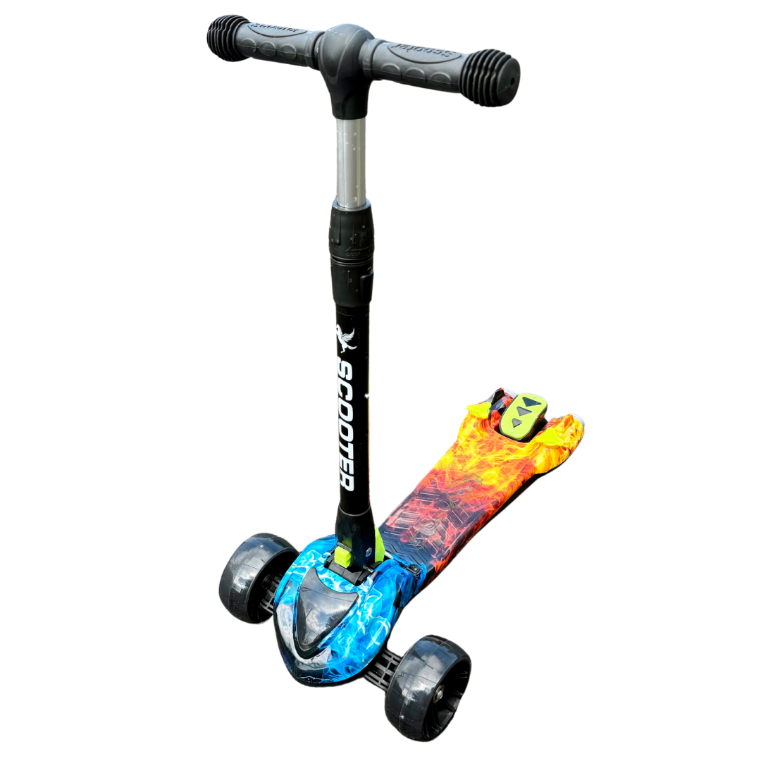 Trotinetă pentru copii cu 3 roți, ajustabilă, pliabila cu lumini LED, sunete si abur, unisex - imagine 7