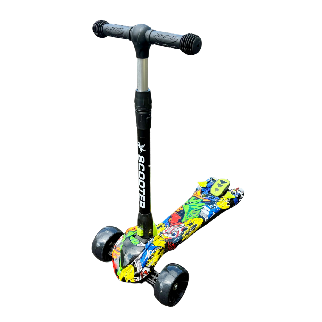 Trotinetă pentru copii cu 3 roți, ajustabilă, pliabila cu lumini LED, sunete si abur, unisex - imagine 8