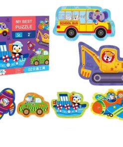 Set 6 puzzle-uri cu Mijloace de transport, 2 ani+