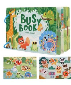 Carte cu stickere reutilizabile, Busy Book, Animale, 3ani+