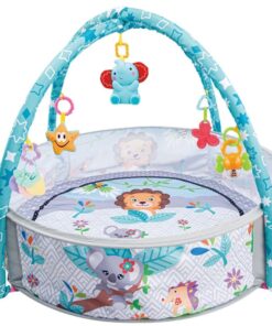 Centru activitati bebelusi, Salteluta cu piscina, arcada si 15 bile, Albastru, 0 luni+