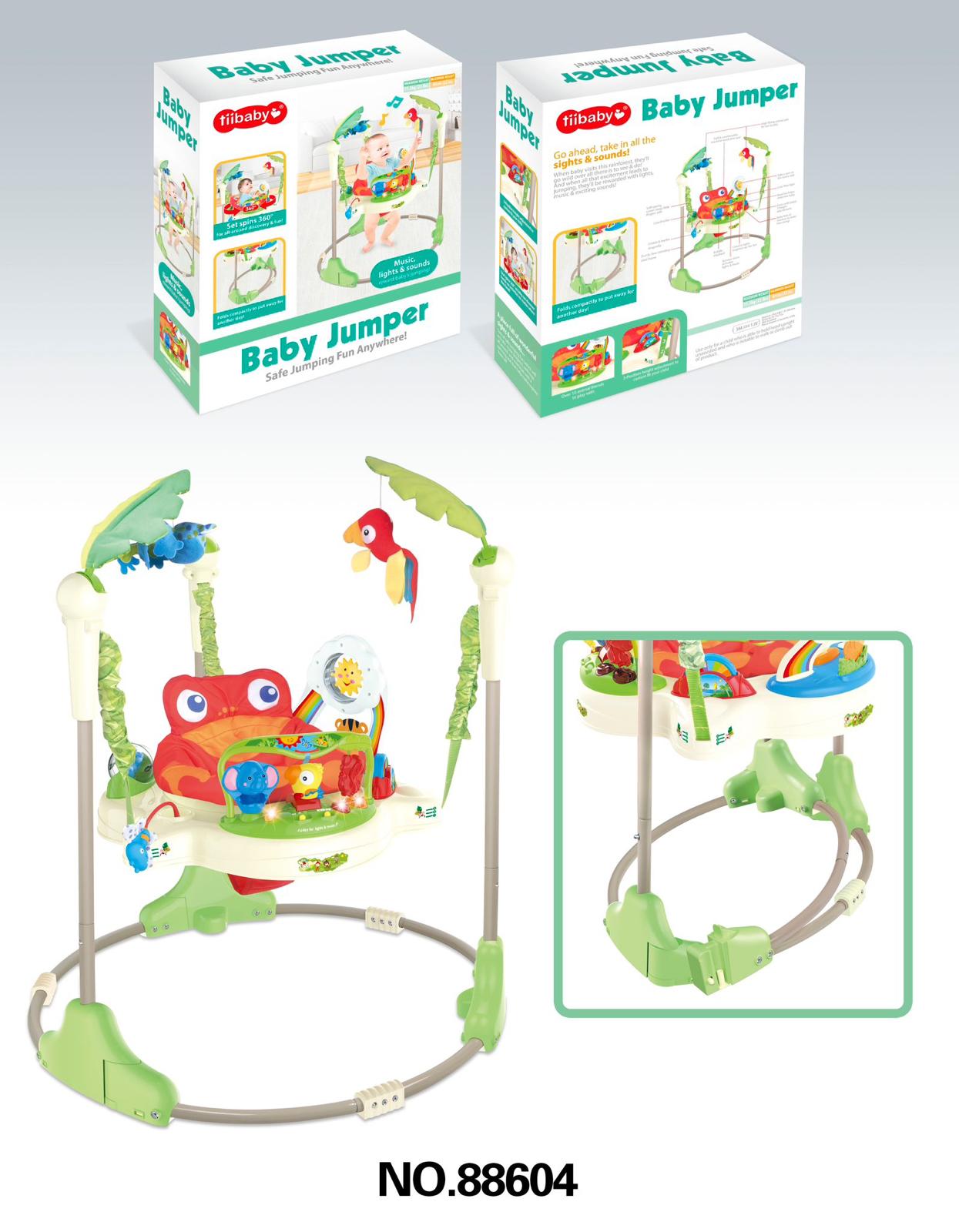 Centru de activitati pentru bebelusi, Jumper interactiv, 6 LUNI+, ajustabil pe inaltime, scaun rotativ 360°, Tropical - imagine 13