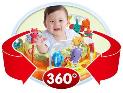 Centru de activitati pentru bebelusi, Jumper interactiv, 6 LUNI+, ajustabil pe inaltime, scaun rotativ 360°, Tropical - imagine 11