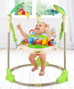 Centru de activitati pentru bebelusi, Jumper interactiv, 6 LUNI+, ajustabil pe inaltime, scaun rotativ 360°, Tropical