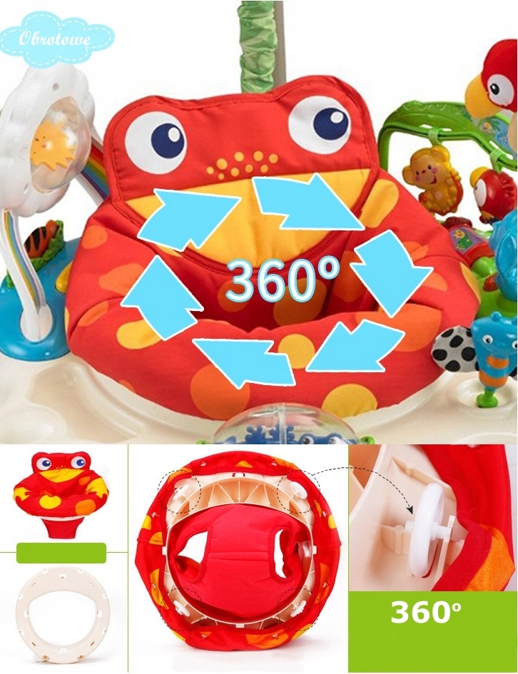 Centru de activitati pentru bebelusi, Jumper interactiv, 6 LUNI+, ajustabil pe inaltime, scaun rotativ 360°, Tropical - imagine 7