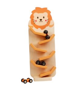 Circuit cu 3 masinute din lemn, Leu, 3 ani+