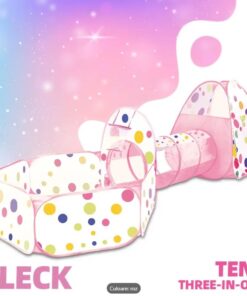 Cort de joaca si tunel pentru copii 3 in 1, 310 cm, Roz