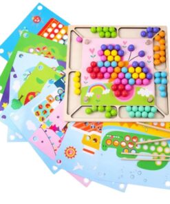 Joc de indemanare si asociere cu bile colorate tip Montessori, 3 ani+