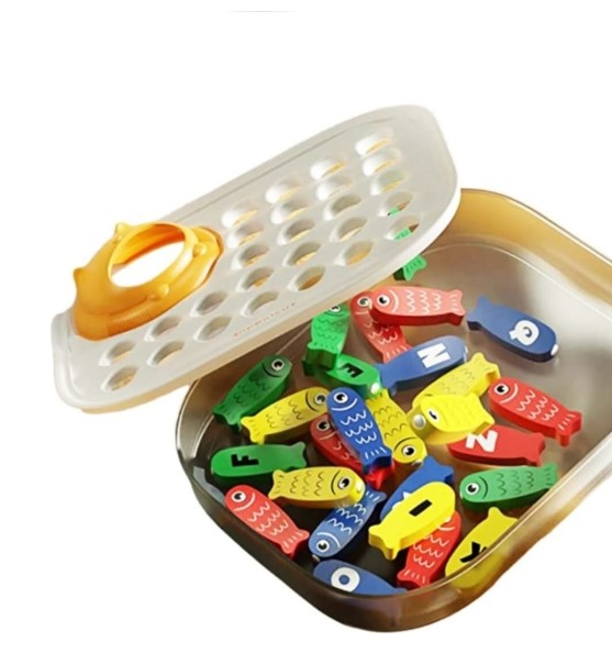 Joc de tip Montessori, Dexteritate si joc magnetic de pescuit, 3 ani, Alfabet - imagine 7