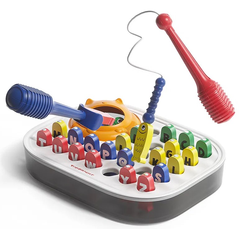 Joc de tip Montessori, Dexteritate si joc magnetic de pescuit, 3 ani, Alfabet