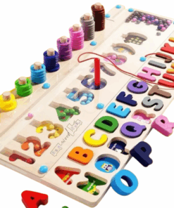 Joc logaritmic 3 in 1 activitati cu litere,cifre si asociere culori, 3 ani+