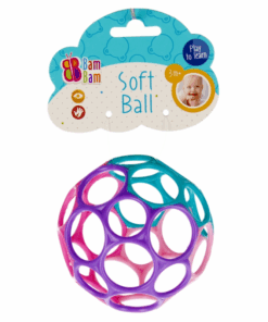 Jucarie bebelusi - minge moale, culori pastel - Bam Bam 515061, 3+ luni
