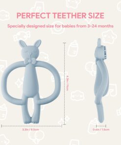 Alternative view of Jucarie de dentitie din silicon, Iepuras Roz, 6 luni+