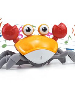 Jucarie interactiva bebelusi cu sunete si lumini, Crab muzical, Rosu