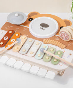 Alternative view of Jucărie muzicală multifuncțională din lemn, cu xilofon, tobă și pian, 18 luni+