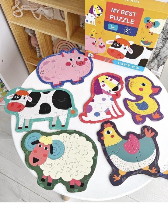 Set 6 puzzle-uri cu animale de la ferma, 2 ani+ - imagine 3