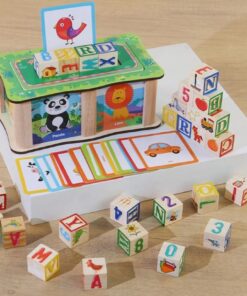 Alternative view of Set cuburi din lemn de tip Montessori- Cuvinte, alfabet si imagini, 3 ani+