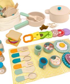 Alternative view of Set de accesorii bucatarie, ustensile si alimente din lemn,  40 piese, 3 ani+