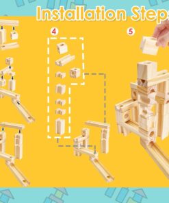 Alternative view of Set de constructie din lemn circuit cu bile - Marble Track, Onshine Marble, 60 piese