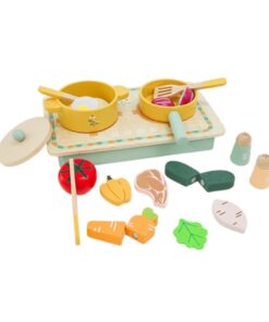 Set de gatit din lemn cu 17 accesorii pentru copii, Bucatarie, 3 ANI
