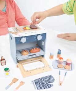 Set de gatit din lemn cu 22 accesorii pentru copii, Cuptor, 3 ANI