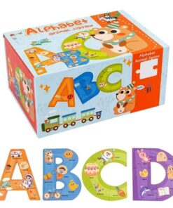 Set puzzle cu piese mari din lemn, 26 litere