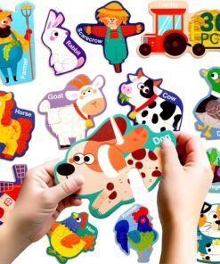 Alternative view of Set cu puzzle magnetic din 2 piese, Animale de la ferma - 30 piese, 3 ani+