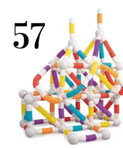 Set de constructie 3D, magnetic, flexibil, 57 piese, 3 ani+