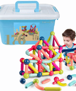 Set de constructie 3D, magnetic, 176 magneti, 3 ani