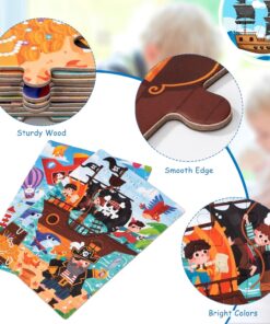Alternative view of Set 2 Puzzle-uri magnetice din lemn, Pirati, 3 ani+