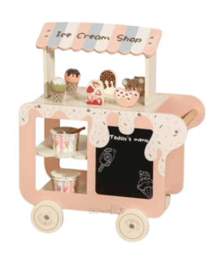 Carucior din lemn, Stand de inghetata, 50 cm, 3 ani