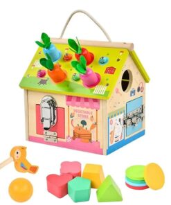 Casuta educationala, 6 in 1 activitati, joc de tip Montessori, 3 ani+