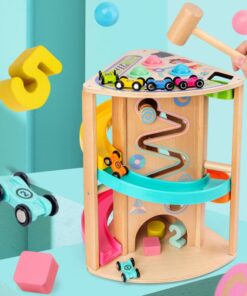 Alternative view of Circuit cu 6 masinute si 6 piste din lemn, 4 in 1 activitati, 3 ani