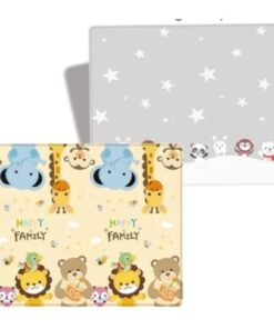 Covor pliabil de joacă termoizolant cu două fețe, 200 x 180 x 0.8 cm, Happy