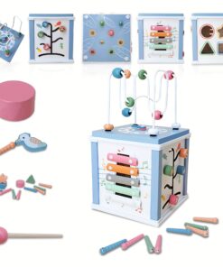 Alternative view of Cub de activitati 10 in 1 de tip Montessori, cu ciocanitoare, 3 ani+