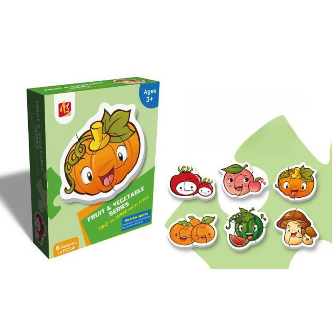 Set 6 puzzle-uri pentru bebelusi din 2 sau 3 piese - Fructe si legume