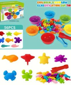 Joc creativ Montessori, sortare cu animale marine , 56 piese, 3 ani
