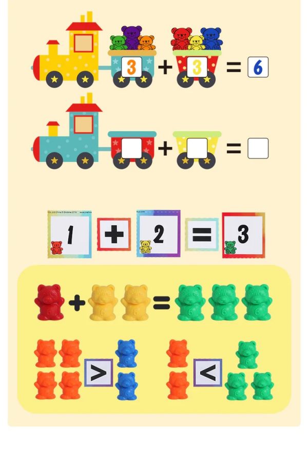 Joc creativ Montessori, sortare cu ursuleti , Matematica, 3 ani - imagine 7