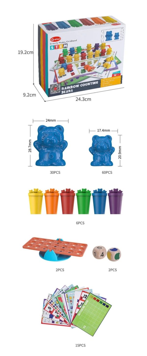 Joc creativ Montessori, sortare cu ursuleti , Matematica, 3 ani - imagine 3