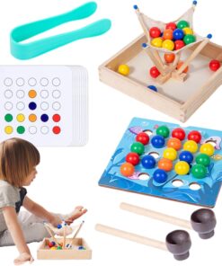 Joc detip Montessori, 2 in 1, asociere si dexteritate, 3 ani
