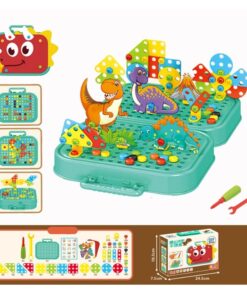 Joc educativ, Mozaic dino cu geanta si bormasina 285 piese, 3 ani+