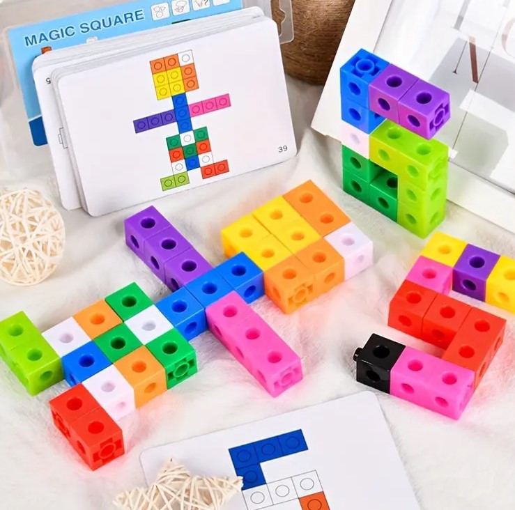 Joc educativ matematica, Set 60 de cuburi constructii, Magic Square, 3 ani - imagine 10