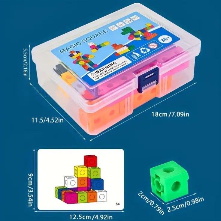 Joc educativ matematica, Set 60 de cuburi constructii, Magic Square, 3 ani - imagine 5