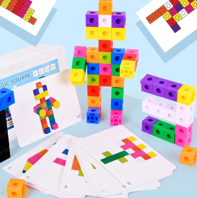 Joc educativ matematica, Set 60 de cuburi constructii, Magic Square, 3 ani - imagine 4